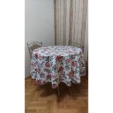 gonk Yuvarlak,karanfil desenli,duck (SIVI İTİCİ ,LEKE TUTMAZ) kumaş,masa örtüsü