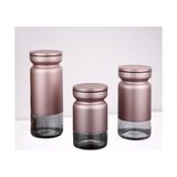 Gönül 3'lü Cam Üç Parça Kavanoz Metal Kaplı Baharatlık Takımı Seti Rose - 1 lt - Pembe
