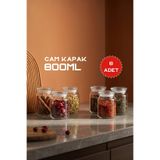 GÖNÜL 6’lı 800 ml Cam Kapaklı Kavanoz Seti Vakumlu Kapaklı Baharatlık Kavanoz Dolap İçi Organizer Mutfak Düzenleyici