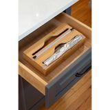 GÖNÜL Bambu İkili Folyoluk 33,5x14,7 cm – Streç Film & Alüminyum Folyo Kesicili Organizer