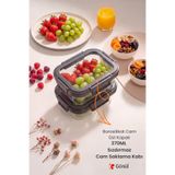 GÖNÜL Borosilikat Cam Kapaklı Isıya Dayanıklı Sızdırmaz Cam Saklama Kabı 370 ml 2 Adet – 16x12x6 cm