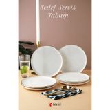 GÖNÜL Desenli 6’lı Servis Tabağı Seti – Gold Yaldız Kenarlı Büyük Sunum Tabağı