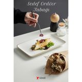 GÖNÜL Desenli Ordövr Tabağı 33x22 cm – Gold Yaldız Kenarlı Dikdörtgen Sunum Tabağı