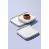 GÖNÜL Porselen Kare Tabak 19,3x19,2 CM, Orta Boy Kare Servis/Tatlı Tabağı, Beyaz Sunum Tabağı