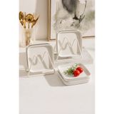GÖNÜL Porselen Kare Tabak 6 Adet 14x14 cm – Mini Sunum/İkram Tabağı, Beyaz, (14x14x1,9 cm)