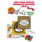 GÖNÜL YAYINCILIK HER YAŞA UYGUN MANDALA TERAPİ BOYAMA SETİ KEÇELİ KALEM HEDİYELİ