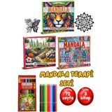 Gönül Yayıncılık Mandala Büyükler İçin Boyama Seti - 3 Kitap ve Kalem Hediye, 72 Sayfa