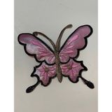 Gönülden Tasarım 13 X16 cm Parlak Pembe Ütü Ile Yapışan Işleme Kelebek Aplik Arma Yama Aksesuar - 22