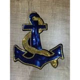 Gönülden Tasarım 21X17 cm Ütü Ile Yapışan Payetli Denizci Çapa Arma Aplike