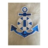 Gönülden Tasarım 24x26 Cm Tasarım Deniz Çapa Mavi Pul Payetli Aplike Yama Arma Nakış Ütü Ile Yapışır