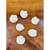 Gönülden Tasarım 6 Adet Keçe Çiçek Set Dikiş Giyim Çanta Süsü 3 x 3 cm - Beyaz
