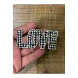 Gönülden Tasarım 9x4 Cm Ütü İle Yapışan Ekose Zirkon Taşlı Love Yazı Arma
