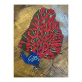 Gönülden Tasarım NAKIŞ İŞLEME KIRMIZI TAVUS KUŞU ARMA DİKİŞ APLİKE 33X22 CM