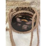 Gönülden Tasarım Özel Tasarım Etnik Desenli Bohem Mdf Askılı Çanta Büzgülü Torba Içli 23X23CM - 7134P - Pudra
