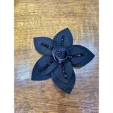 Gönülden Tasarım Siyah Boncuk Işleme Siyah Çiçek Arma Dikiş Aplike 14X14 cm