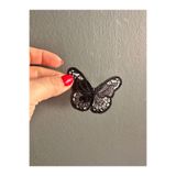 Gönülden Tasarım Ütü İle Yapışan Nakış İşleme Kelebek Arma Dikiş Aplike 6x4 Cm SİYAH