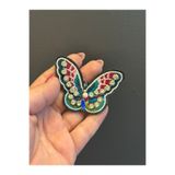 Gönülden Tasarım ÜTÜ İLE YAPIŞAN NAKIŞ İŞLEME ZİRKON TAŞLI KELEBEK ARMA DİKİŞ APLİKE 8X6 CM
