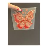 Gönülden Tasarım Ütü İle Yapışan Narçiçeği Renk Kelebek Transfer Baskı Arma 11X11 Cm