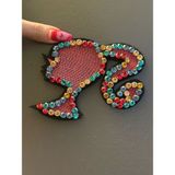 Gönülden Tasarım Zirkon Taşlı Pembe Kız Arma Dikiş Aplike 12X10 cm