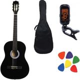 Gonzales 9-15 Yaş 98cm Klasik Gitar Seti Kılıf + Akort Cihazı + Pena - Siyah