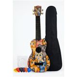 gonzales Soprano Ukulele Kedi Çizimli