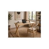 GOOB %100 Masif Çam Ahşap Çalışma Masası 115x60 cm – Çam Bilgisayar Masası | Home Office Yazı Masası | Tik Yağı Korumalı X Ayak Tasarım
