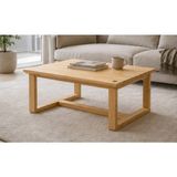 Goob %100 Masif Çam Ahşap Orta Sehpa 85X60X40 cm | Doğal Ahşap Salon Sehpası, Modern Minimal Dikdörtgen Sehpa, Oturma Odası Sehpası