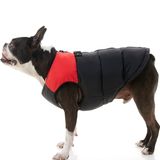 Gooby - Dolgulu yelek, köpek ceketi, manto, fermuarlı kazak ve keten halkalı, kırmızı, XS beden