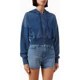Good American Jeanius Zip Up Hoodie, Denim Esintili Rahat-Şık Kadın Sweatshirt - Mavi