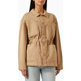 Good American Oversize Canvas Ceket, Modern Utiliter Stil-Şık Kadın Dış Giyim - XL - Bej