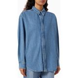 Good American Oversized Denim Shirt, Rahat-Şık Kadın Jean Gömlek - Mavi