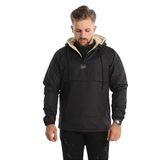 GOOD FASHION Dar Kesim Içi Kürklü Kanguru Cep Erkek Yağmurluk Mont Siyah