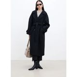 Good Fashion Kemerli Oversize Premium Kadın Kaşe Kaban - Siyah