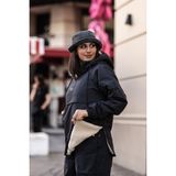 Good Fashion Rahat Kesim Içi Kürklü Kanguru Cep Kadın Yağmurluk Mont - Siyah - XL