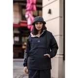Good Fashion Rahat Kesim Içi Kürklü Kanguru Cep Kadın Yağmurluk Mont - Siyah