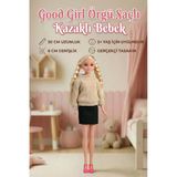 Good Girl Örgü Saçlı Kazaklı Model Oyuncak Bebek 30 Cm - Kış Serisi Tarz Bebekler (Krem/Gri)