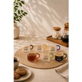 Good Morning 6'lı Borosilikat Cam Kahve ve Çay Bardağı Seti 90 ml Renkli Kulplu 6 Adet