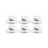 Good Morning 6'lı Porselen Kahve Fincanı Takımı, 6 Fincan 6 Tabak, Modern Desenli Türk Kahvesi ve Espresso Fincan Seti, Günlük Kullanım, Misafir Sunumu ve Çeyizlik Şık Kahve Takımı