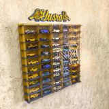 Good Sign 1/64 Ölçek 50ARAÇLIK Taraftar Serisi Hotwheels Matchbox Metal Araç Uyumlu Model Oyuncak Araba Rafı - Sarı - Lacivert