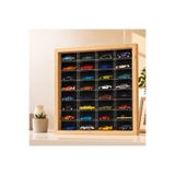 GOOD SIGN 1:64 Ölçek Diecast Ahşap Çerçeve,Pleksi Raf,Kadife Panel 32 Araç Oyuncak Araba Sergileme rafı