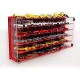 Good Sign Pleksi Kapak 48 Araçlık 1/64 Hotwheels, Matchbox Uyumlu Hobi Oyuncak Araba Rafı Koleksiyon Model Araba Garajı - Kırmızı