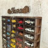 Good Sign Pleksi Kapaklı 1/64 Ölçek 50ARAÇ Hotwheels Matchbox Metal Araç Uyumlu Model Oyuncak Araba Rafı - Ceviz