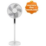 GoodHome 40 cm Kumandalı Ayaklı Vantilatör Beyaz - Çok Renkli