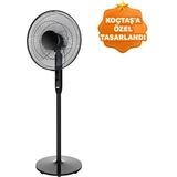 GoodHome 40 cm Kumandalı Ayaklı Vantilatör Siyah - Çok Renkli