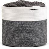 Goodpick Büyük Pamuk Halat Sepeti 40 cm x 40 cm x 35 cm Bebek Çamaşır Sepeti Dokuma Battaniye Sepet Kreş Kutusu, Gri