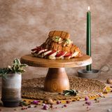 Goodwood Lucca Ahşap Ayaklı Yuvarlak Pasta Sunum Servis Tabağı 29 cm Çam Masif ve Kayın Ağacı Malzemeden
