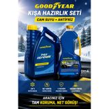 Goodyear Kış Antifriz Seti Mavi Organik 4 Mevsim Antifriz -36°C 3 L + Kış Antifrizli Cam Suyu 1,8 L