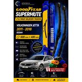 Goodyear Volkswagen Jetta Supermute 2'li Muz Silecek Takımı 2011-2018 Sedan (600MM+480MM)-6'LI Mikro Fiber Bez Hediye