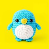 Gookie Başlangıç Amigurumi Seti, Pedro Penguen Örgü Oyuncak, Tığ Işi El Yapımı Kit, Mavi