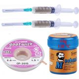 Goot Wick Krem Lehim Solder Paste 138°C 42G Flux Lehim Toplama CP-2015 Lehim Emme Teli 2 mm Set